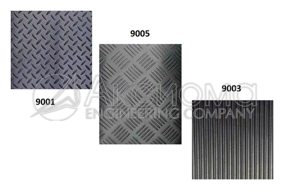 Противоскользящие рулонные резиновые покрытия 9001, 9003, 9005 с антискользящей фактурной поверхностью.