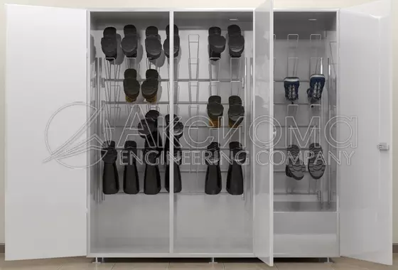 Шкаф для сушки обуви – фронтальный вид, модель с 2 отсеками.